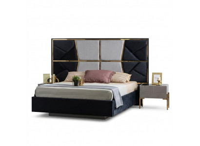 Prachtige beddengoed set met donkere grijstinten met gouden accenten.