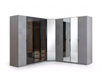 Hoekkast kledingkast kast luxe houten design meubelen slaapkamer grijs