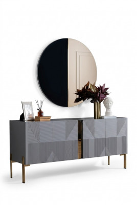 Sideboard Spiegel Set Italiaanse Stijl 2-delig Woonkamer Houten Ladenkast Kast