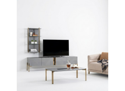Waanzinnig stijlvolle moderne design woonkamer TV-commode in as grijs.