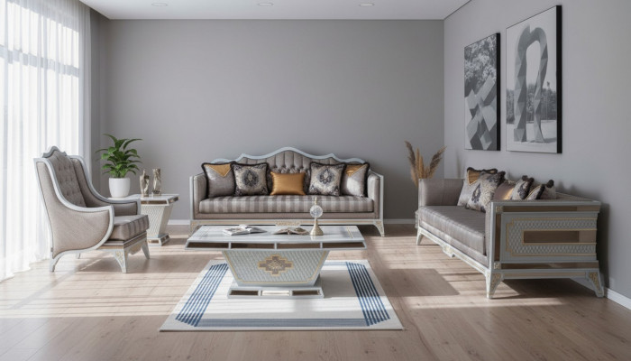 Klassieke bankstel Koninklijke stijl meubel bankstel bankstel set salontafel 4-delig