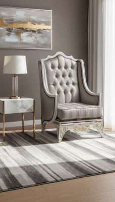 Klassieke fauteuil Luxe Designer Grijs Textiel Eenpersoons gestoffeerde Stoel Nieuw