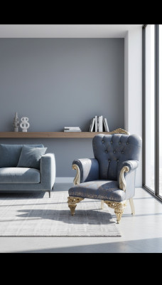 Een fabuleuze klassieke hemelsblauwe fauteuil voor in uw woonkamer.