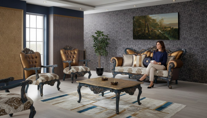 Gründerzeit meubels Klassieke bankstel Chesterfield bankstel 3+1+ tafel