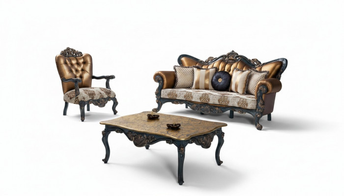 Gründerzeit meubels Klassieke bankstel Chesterfield bankstel 3+1+ tafel