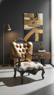 Chesterfield design fauteuil met gouden rugleuning voor woonkamer