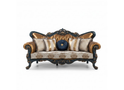Exquise bank in klassieke stijl met gouden elementen voor de woonkamer.