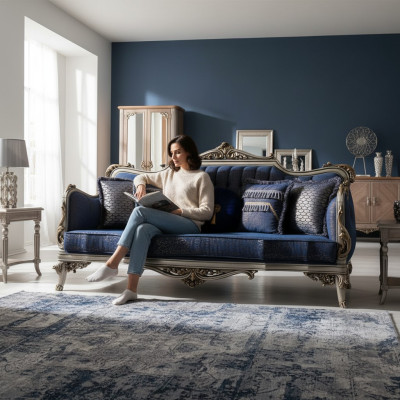 Exquise klassieke sofa voor de woonkamer met gouden patronen
