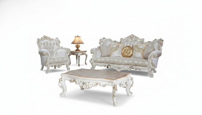 Chesterfield bankstel bekledingset 3+1 zits wit textiel driezitsbank salontafel