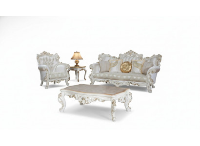 Chesterfield bankstel bekledingset 3+1 zits wit textiel driezitsbank salontafel