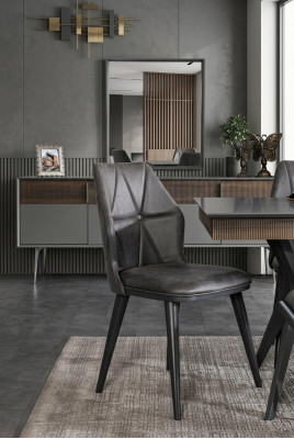 Grijze stoel Ontwerper Eetkamerstoelen Zitstoel Fauteuil Textiel Hout