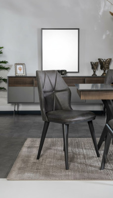 Grijze stoel Ontwerper Eetkamerstoelen Zitstoel Fauteuil Textiel Hout