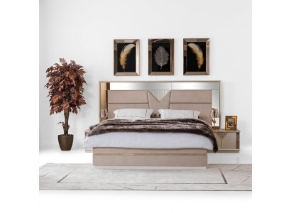 Gouden bed Tweepersoonsbed Slaapkamer Bedden Meubilair ontwerper Tweepersoonsbed Beige