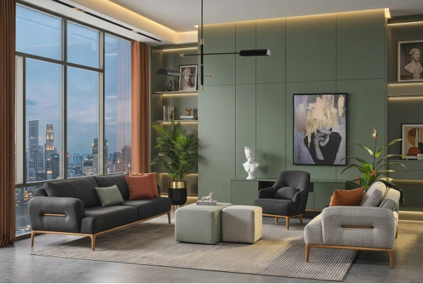 Sofaset 431 Zitplaats 2x Voetenbank Bankstel Set 5-delig Luxe Woonkamer Wonen