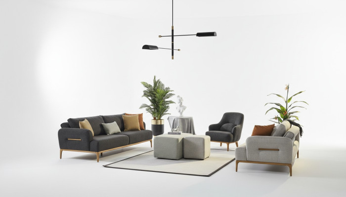 Sofaset 431 Zitplaats 2x Voetenbank Bankstel Set 5-delig Luxe Woonkamer Wonen