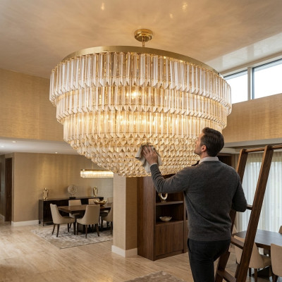 Kroonluchter plafond nieuw luxe woonkamer kleur goud Stijl Modern
