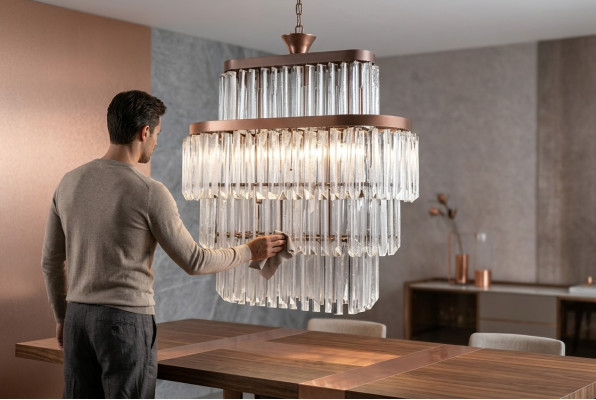 Kroonluchter Woonkamer Plafond Luxe Ontwerp Kristal Nieuw Grijs Modern