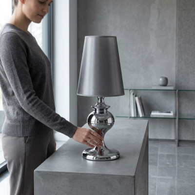 Tafellamp leeslamp licht nachtlamp grijs metaal woonkamer
