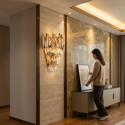 Woonkamer kroonluchter plafondlamp hanglamp goud Slaapkamer