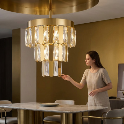Kroonluchter woonkamer afstandsbediening nieuw goud slaapkamer luxe