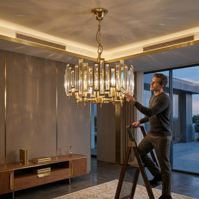 Kroonluchter Luster Hanglamp Hanglampen Luxe Gouden Lampen Verlichting