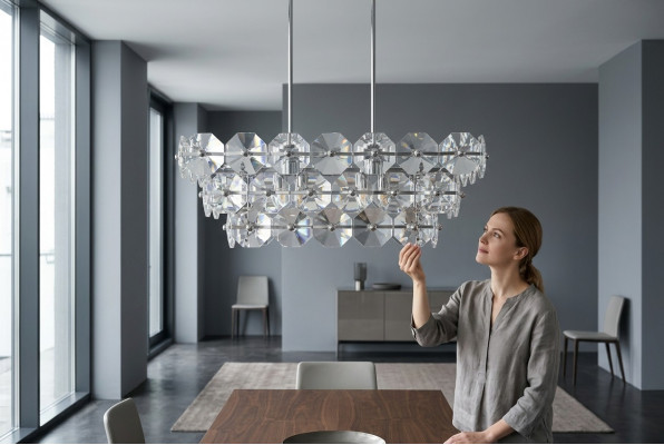 Kroonluchter plafondlamp lamp verlichting woonkamer zilveren lampen