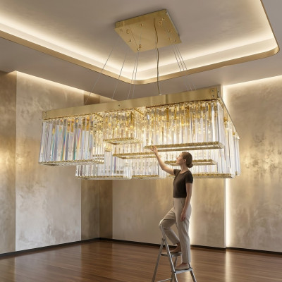 Kroonluchter Goudkleurig Prachtige plafond kristallen lamp Woonkamer Luxe