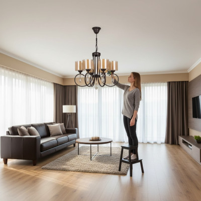 Plafondlamp Woonkamer Hanglamp Plafondverlichting Glas Kroonluchter Luxe 66x70