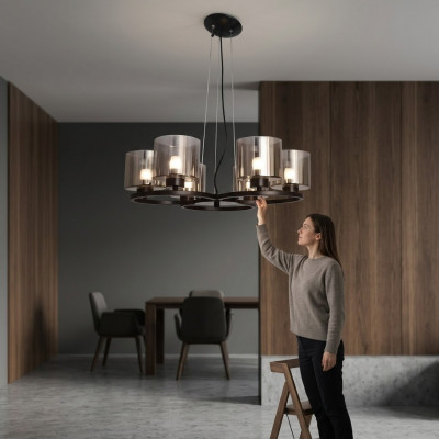 Plafondlamp Kroonluchter Plafondverlichting zwart Kroonluchter glas