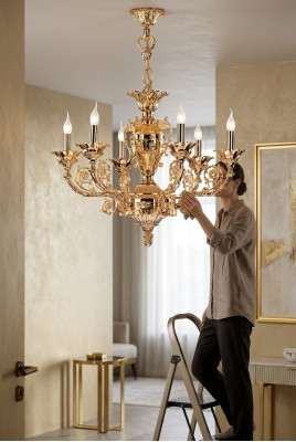 Gouden plafondlamp hanglamp woonkamer verlichting klassieke verlichting.