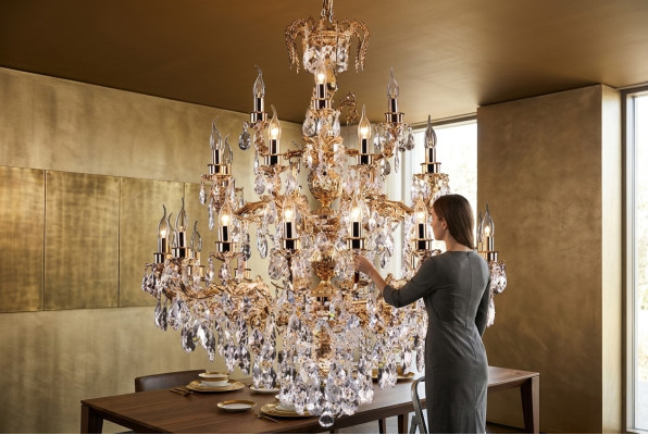 Moderne kroonluchter lamp klassiek luxe woonkamer messing kristal