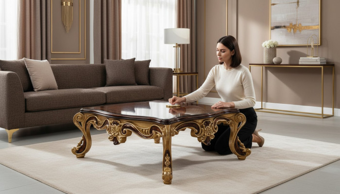 Salontafel Houten Tafel Woonkamer Klassiek Design Luxe Houten Tafel 119x91cm.