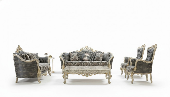 Klassieke Chesterfield Barok Bankstel Woonkamer Meubel Compleet Set 5-delig