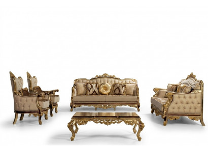 Klassiek bankstel salontafel fauteuil bank 5-delige Chesterfield meubel