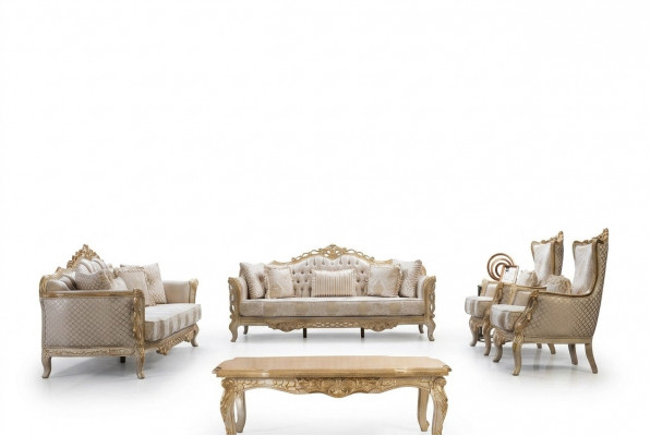 Chesterfield Barok bankstel Klassieke woonkamer meubels Compleet set 5-delig