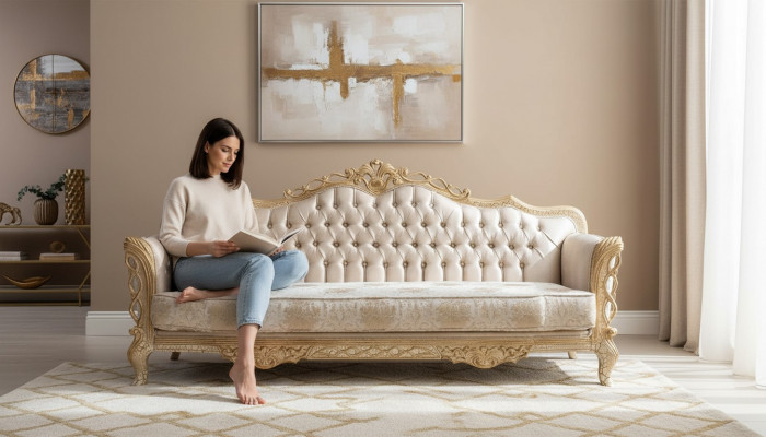 Bankstel 3-zits woonkamer bank klassiek design luxe bankstel textiel nieuw