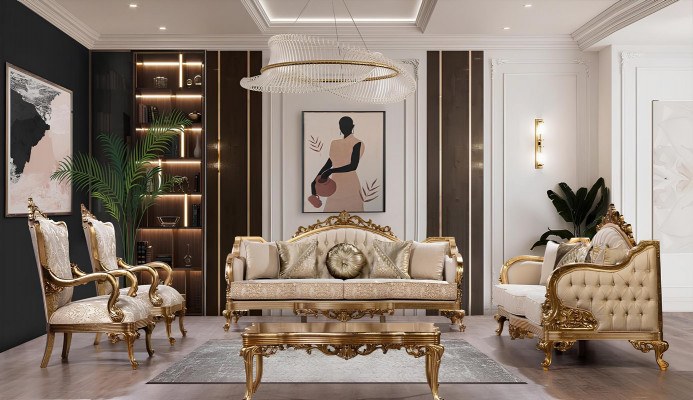 Klassieke designer bank Club meubels Bankstellen 3+1 zitsbankstel