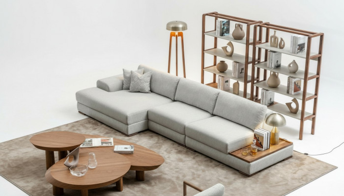 Bank Bank Bekleding Meubels Woonlandschap Grijs Hoekbank Zachte Banken