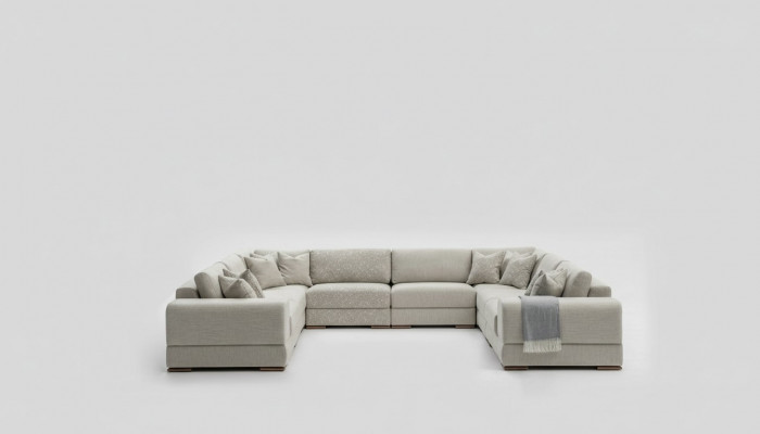 Bank U-vorm Modern Design Luxe Woonkamer Grote Grijze Hoekbank Nieuw