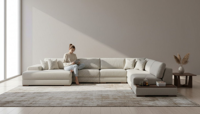 Bank Bank Woonkamer Hoekbank Modern Design Meubels U-Vorm Stoffen Bank