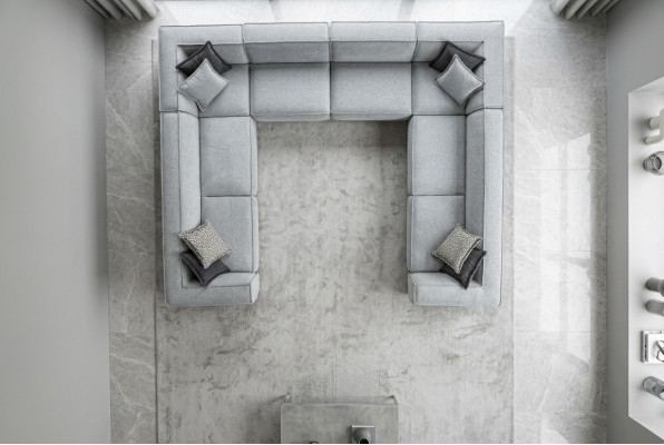 Woonkamer hoekbank U-vorm Luxe Modern Design Grijs Grote Bank Woonlandschap