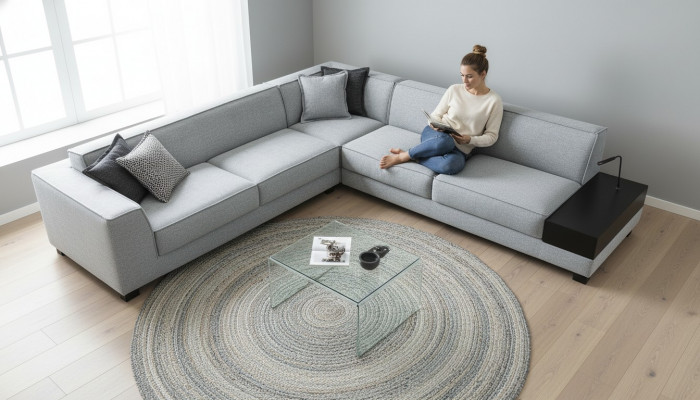 Eckbank L-vorm Bank Bankweefsel Textiel Luxe Woonkamermeubels Hoekbank