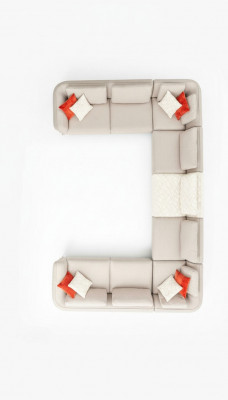 Hoekbank U-vorm Luxe Woonkamer Beige Gestoffeerde Bank Moderne Stijl Nieuw