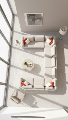 Bank U-vorm Luxe woonkamer hoekbank Beige gestoffeerde bank Modern designstijl