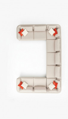 Bank U- Vorm Woonkamer Hoekbank Beige Gestoffeerde Bank Modern Design