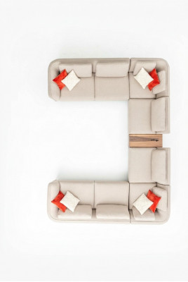Bank Beige Woonkamer Gestoffeerde Bank Modern Ontwerp Hoekbank U-Vorm Nieuw
