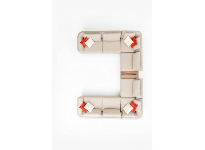 Bank Beige Woonkamer Gestoffeerde Bank Modern Ontwerp Hoekbank U-Vorm Nieuw