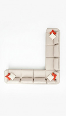 Hoekbank bank L-vorm Luxe woonkamer Beige gestoffeerde bank meubels 402x402cm