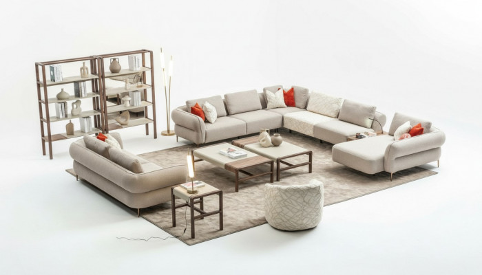 Sofaset 2+1 zits U-vormige bankstel woonkamerset luxe bankstellen.