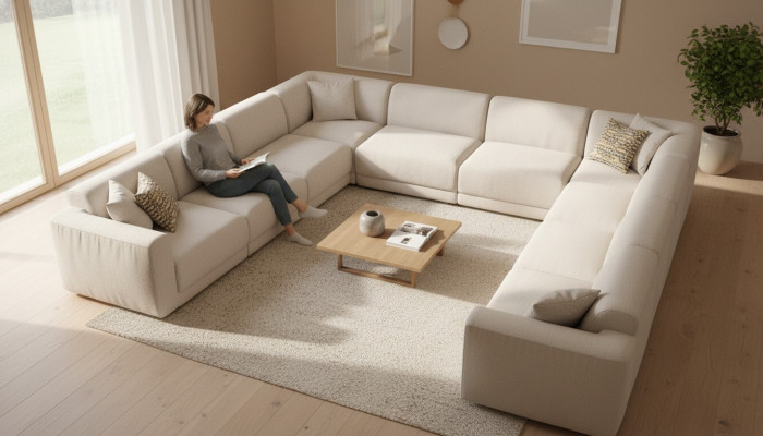 Bank U-vormige gestoffeerde bank woonkamer hoekbank modern design woonlandschap